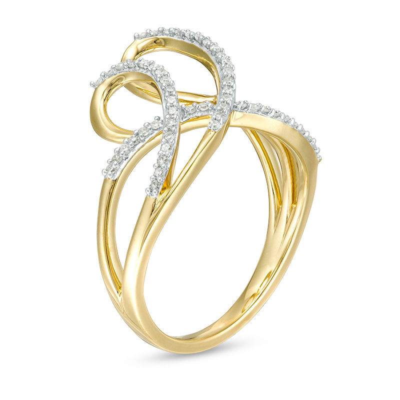 Main Image 2 of 1/5 CT. T.W. Diamond Double Crossover Loop Ring in 10K Gold