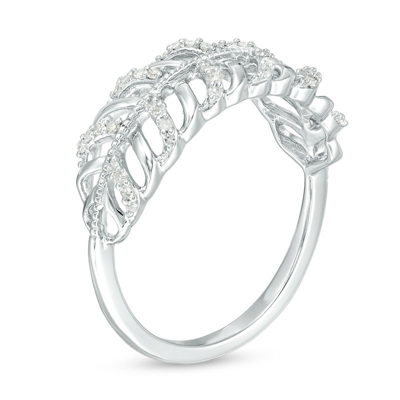 1/8 CT. T.W. Diamond Leaf Ring in Sterling Silver | Zales
