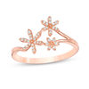 Thumbnail Image 1 of 1/10 CT. T.W. Diamond Triple Flower Ring in 10K Rose Gold