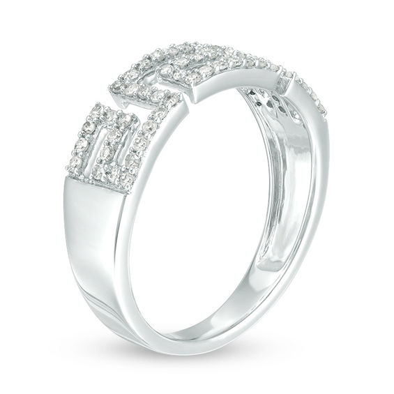1/3 CT. T.w. Diamond Greek Key Ring in 10K White Gold