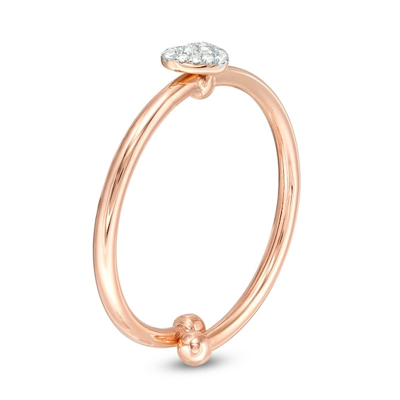 1/20 CT. T.w. Heart-Shaped Multi-Diamond Adjustable Ring in 10K Rose Gold - Size 7