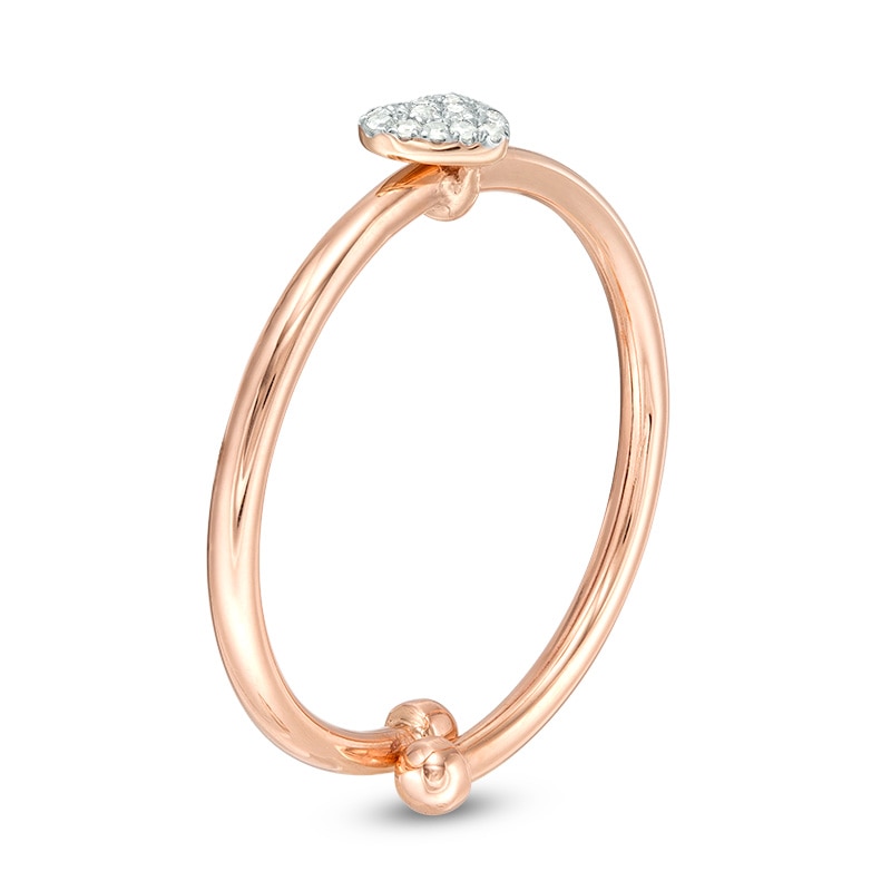 1/20 CT. T.W. Heart-Shaped Multi-Diamond Adjustable Ring in 10K Rose Gold - Size 7