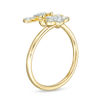 Thumbnail Image 2 of 1/8 CT. T.W. Diamond Butterfly and Flower Bypass Adjustable Ring in 10K Gold - Size 7