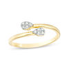 Thumbnail Image 1 of 1/15 CT. T.W. Diamond Teardrop Bypass Adjustable Ring in 10K Gold - Size 7