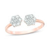 Thumbnail Image 1 of 1/3 CT. T.W. Diamond Flower Adjustable Open Ring in 10K Rose Gold - Size 7