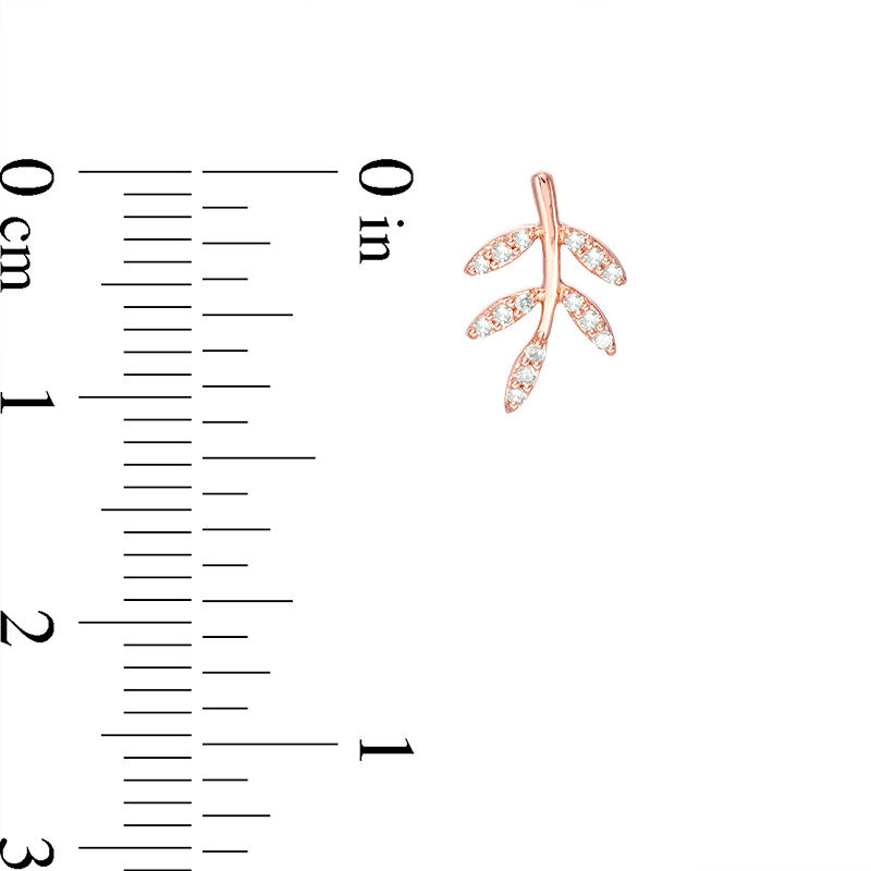 Main Image 3 of 1/10 CT. T.W. Diamond Leaf Stud Earrings in 10K Rose Gold