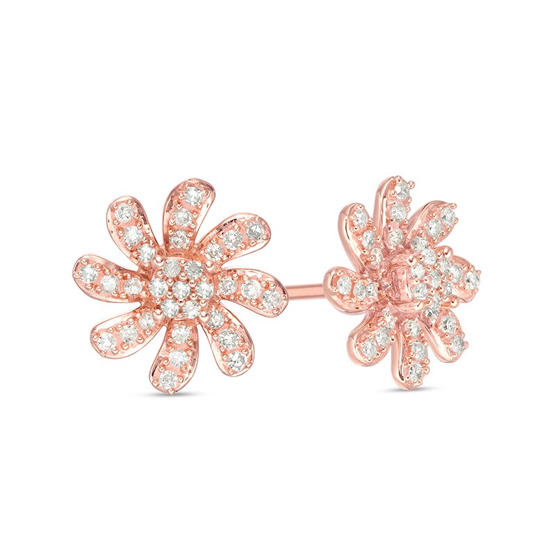 Main Image 1 of 1/4 CT. T.W. Multi-Diamond Twirl Flower Stud Earrings in 10K Rose Gold