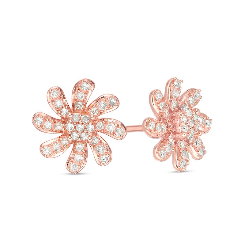 1/4 CT. T.W. Multi-Diamond Twirl Flower Stud Earrings in 10K Rose Gold