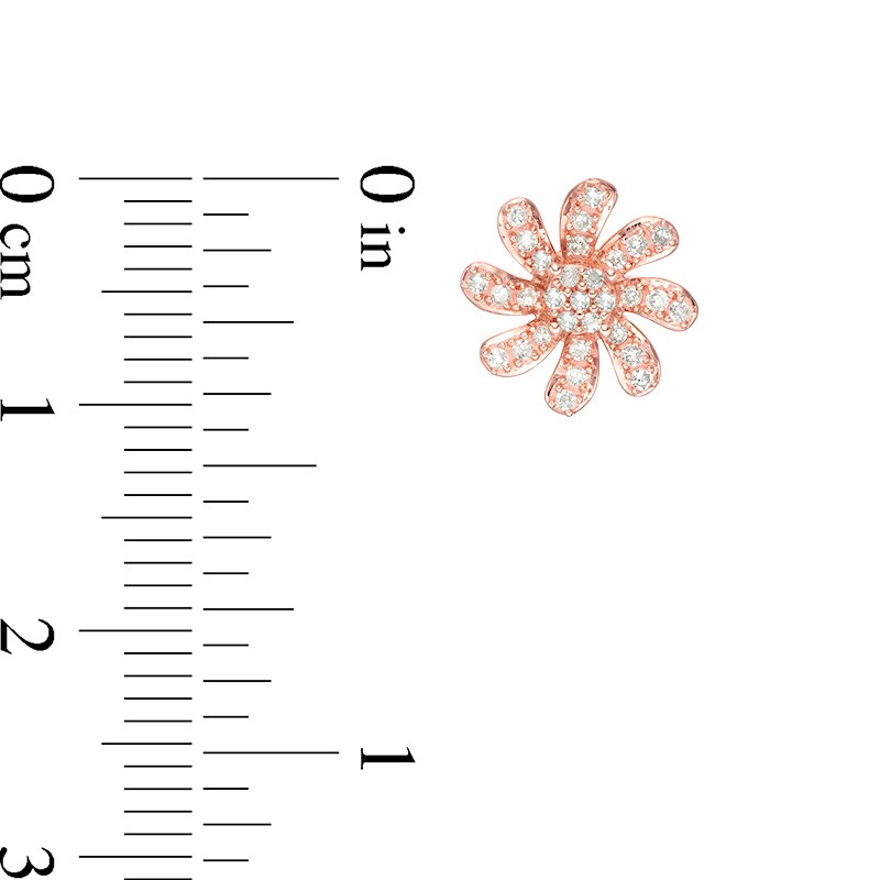 Main Image 3 of 1/4 CT. T.W. Multi-Diamond Twirl Flower Stud Earrings in 10K Rose Gold