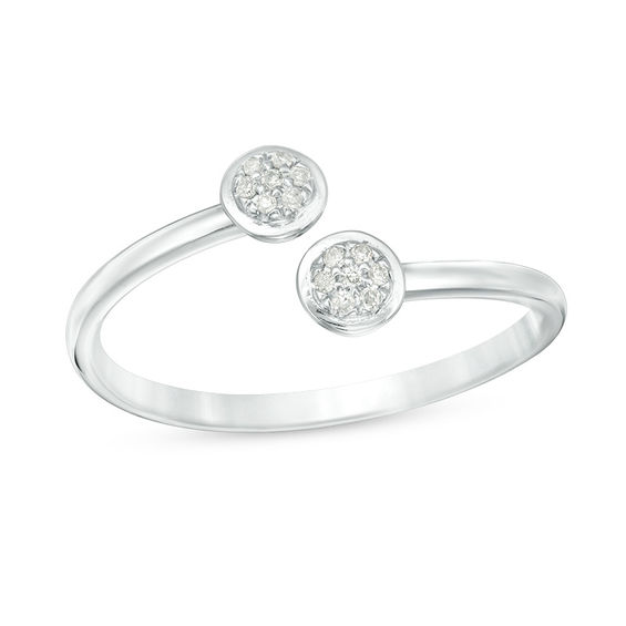 1/20 CT. T.w. Diamond Circle Adjustable Open Ring in 10K White Gold - Size 7