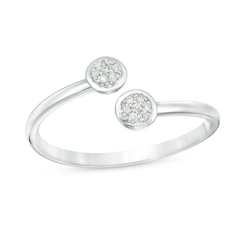 Main Image 1 of 1/20 CT. T.W. Diamond Circle Adjustable Open Ring in 10K White Gold - Size 7