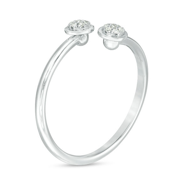 1/20 CT. T.w. Diamond Circle Adjustable Open Ring in 10K White Gold - Size 7