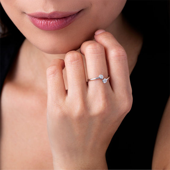 1/20 CT. T.w. Diamond Circle Adjustable Open Ring in 10K White Gold - Size 7