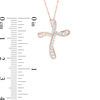 Thumbnail Image 1 of 1/4 CT. T.W. Diamond Swirl Cross Pendant in 10K Rose Gold