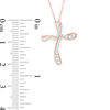 Thumbnail Image 2 of 1/4 CT. T.W. Diamond Swirl Cross Pendant in 10K Rose Gold