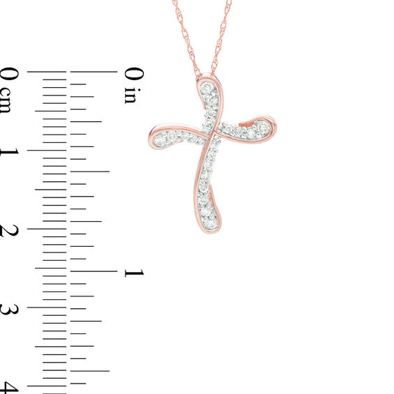 1/4 CT. T.w. Diamond Swirl Cross Pendant in 10K Rose Gold