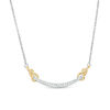 Thumbnail Image 0 of 1/6 CT. T.W. Diamond Love Knot Curved Bar Necklace in Sterling Silver and 10K Gold - 16.43"
