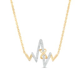 1/6 CT. T.W. Diamond Infinity Knot Heartbeat Necklace in 10K Gold - 17.1"