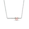 Thumbnail Image 0 of 1/15 CT. T.W. Diamond Infinity Heart Bar Necklace in Sterling Silver and 10K Rose Gold - 16.86"