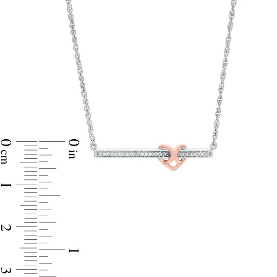 1/15 CT. T.w. Diamond Infinity Heart Bar Necklace in Sterling Silver and 10K Rose Gold - 16.86"