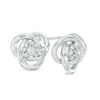 Thumbnail Image 1 of 1/5 CT. T.W. Diamond Frame Love Knot Stud Earrings in Sterling Silver