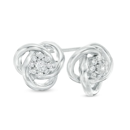 1/5 CT. T.W. Diamond Frame Love Knot Stud Earrings in Sterling Silver