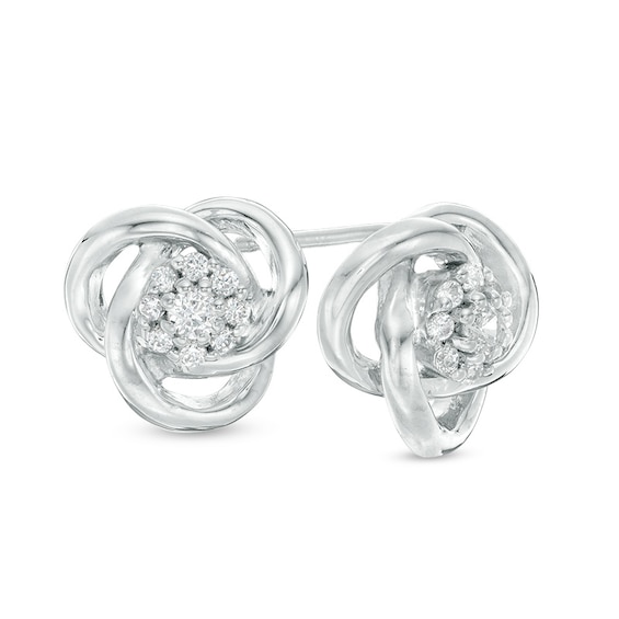 1/5 CT. T.w. Diamond Frame Love Knot Stud Earrings in Sterling Silver