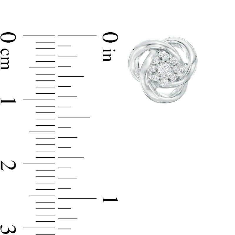Main Image 2 of 1/5 CT. T.W. Diamond Frame Love Knot Stud Earrings in Sterling Silver