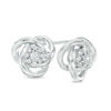 Thumbnail Image 1 of 1/5 CT. T.W. Diamond Frame Love Knot Stud Earrings in Sterling Silver
