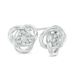 1/5 CT. T.W. Diamond Frame Love Knot Stud Earrings in Sterling Silver
