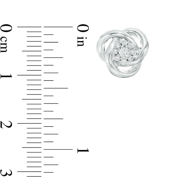 1/5 CT. T.w. Diamond Frame Love Knot Stud Earrings in Sterling Silver