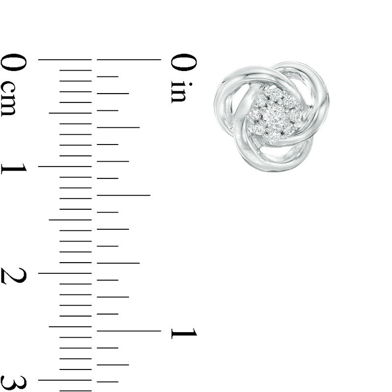 Main Image 2 of 1/5 CT. T.W. Diamond Frame Love Knot Stud Earrings in Sterling Silver