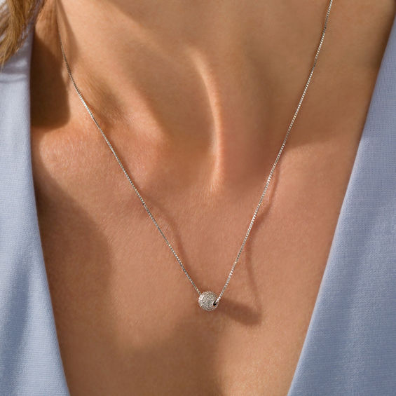 1/10 CT. T.w. Diamond Ball Pendant in Sterling Silver