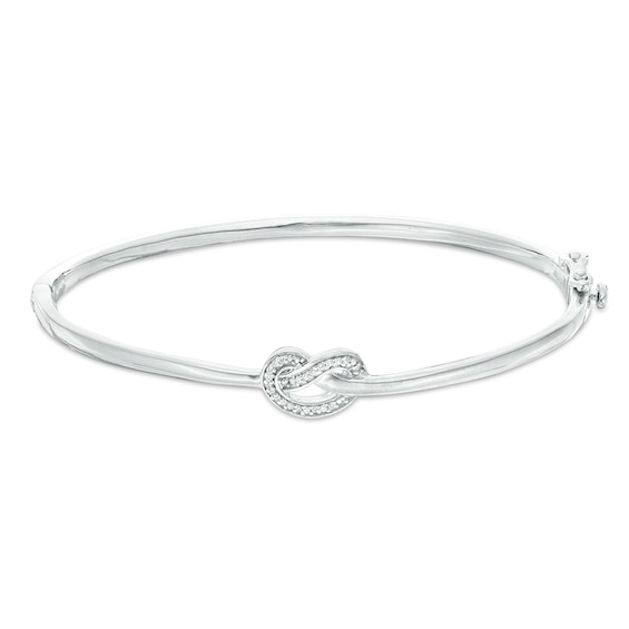 1/15 CT. T.w. Diamond Love Knot Pretzel Bangle in Sterling Silver