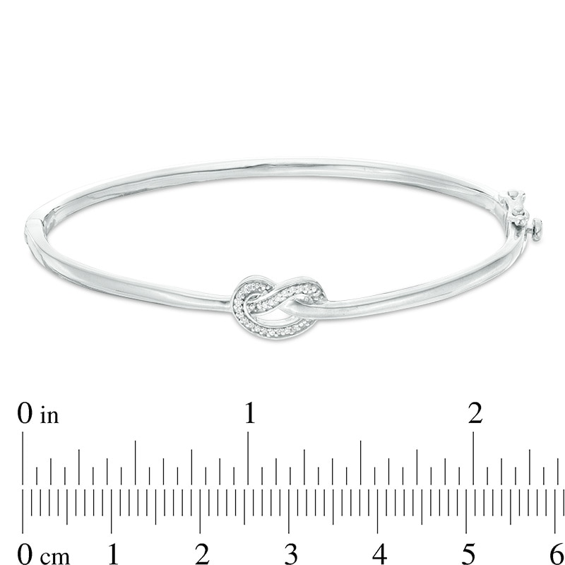Main Image 2 of 1/15 CT. T.W. Diamond Love Knot Pretzel Bangle in Sterling Silver
