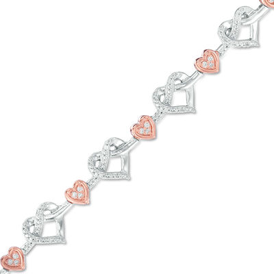 1 4 Ct T W Diamond Infinity Love Knot Bracelet In Sterling Silver And 10k Rose Gold Zales