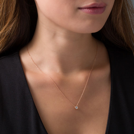 1/4 CT. Diamond Solitaire Pendant in 14K Rose Gold