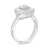 Thumbnail Image 2 of 6.0mm Lab-Created White Sapphire Frame Ring in Sterling Silver