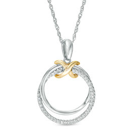 1/8 CT. T.W. Diamond Infinity Knot Interlocking Circles Pendant in Sterling Silver and 10K Gold