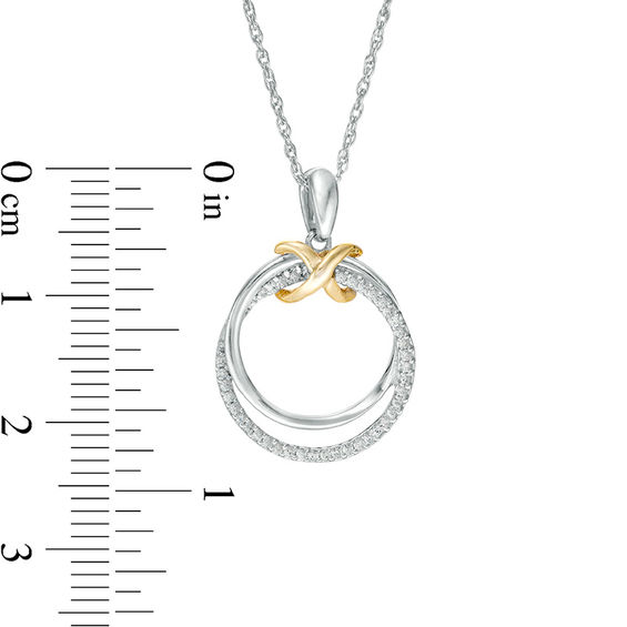 1/8 CT. T.w. Diamond Infinity Knot Interlocking Circles Pendant in Sterling Silver and 10K Gold