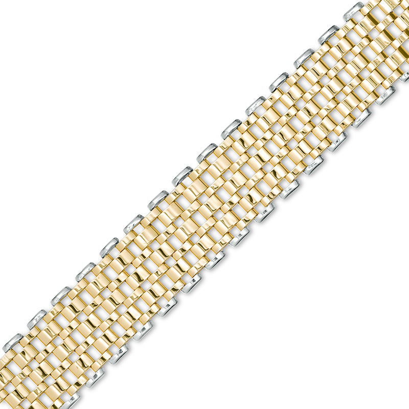 Main Image 1 of Made in Italy 12.0mm Diamond-Cut Link Chain Bracelet in 10K Two-Tone Gold - 8.5"