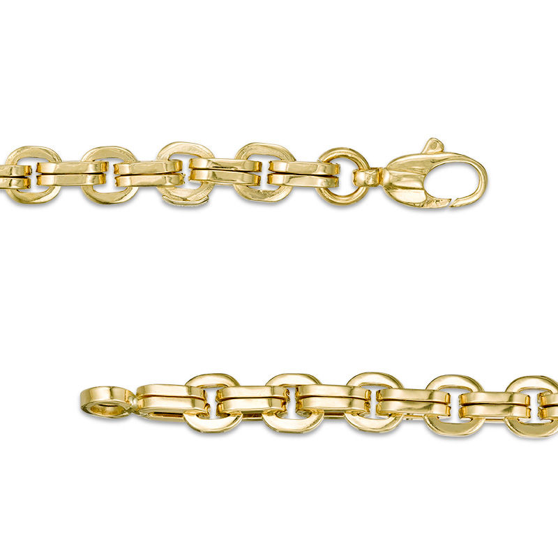 Made in Italy Men's 7.0mm Double Row Squared Link Chain Bracelet in 10K Gold - 8.5"