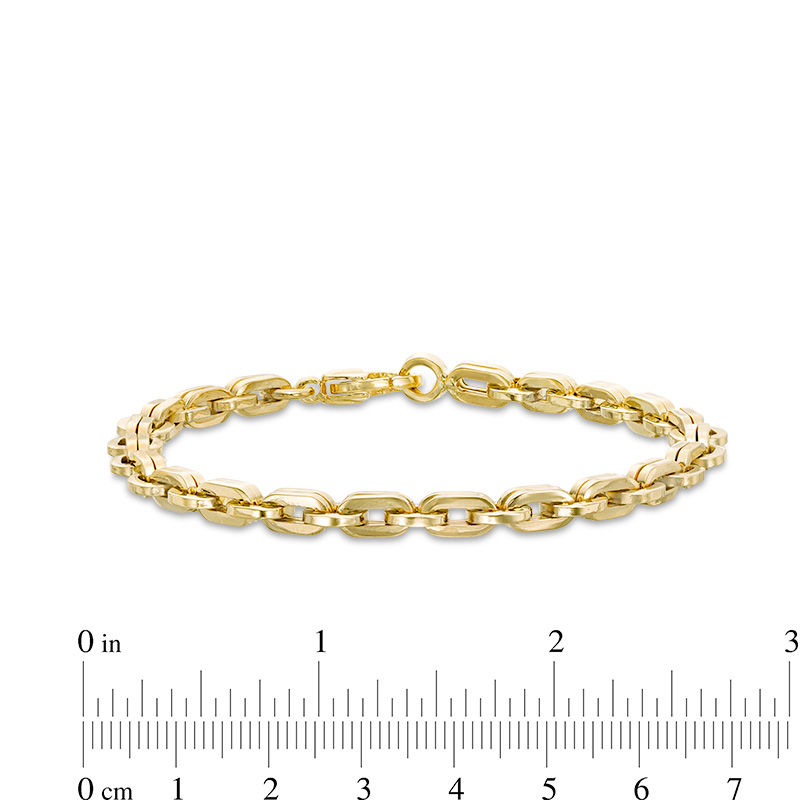 Made in Italy Men's 7.0mm Double Row Squared Link Chain Bracelet in 10K Gold - 8.5"