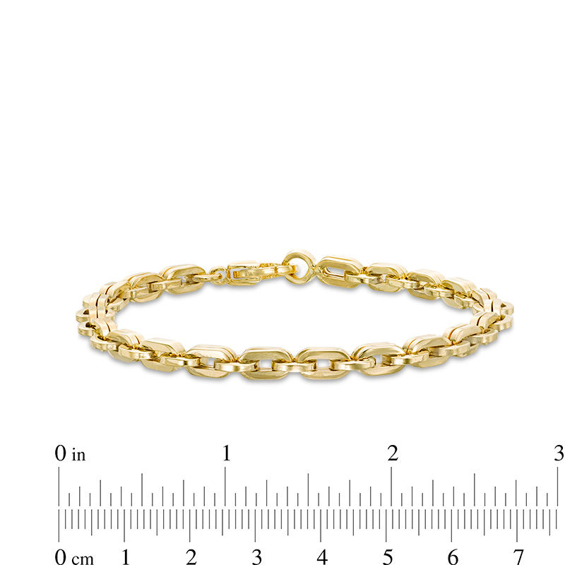 Main Image 3 of Made in Italy 7.0mm Double Row Squared Link Chain Bracelet in 10K Gold - 8.5"