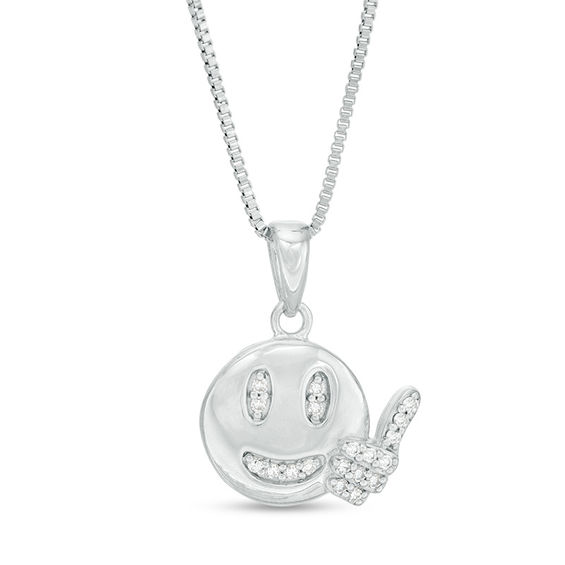 1/15 CT. T.w. Diamond Smiley Thumbs Up Pendant in Sterling Silver