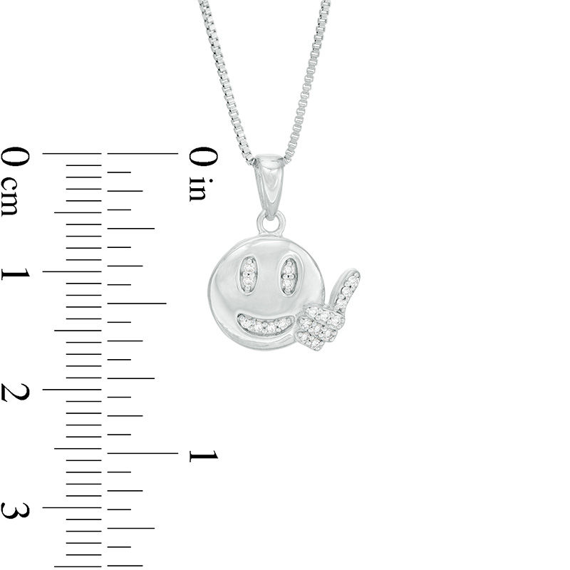 Main Image 2 of 1/15 CT. T.W. Diamond Smiley Thumbs Up Pendant in Sterling Silver