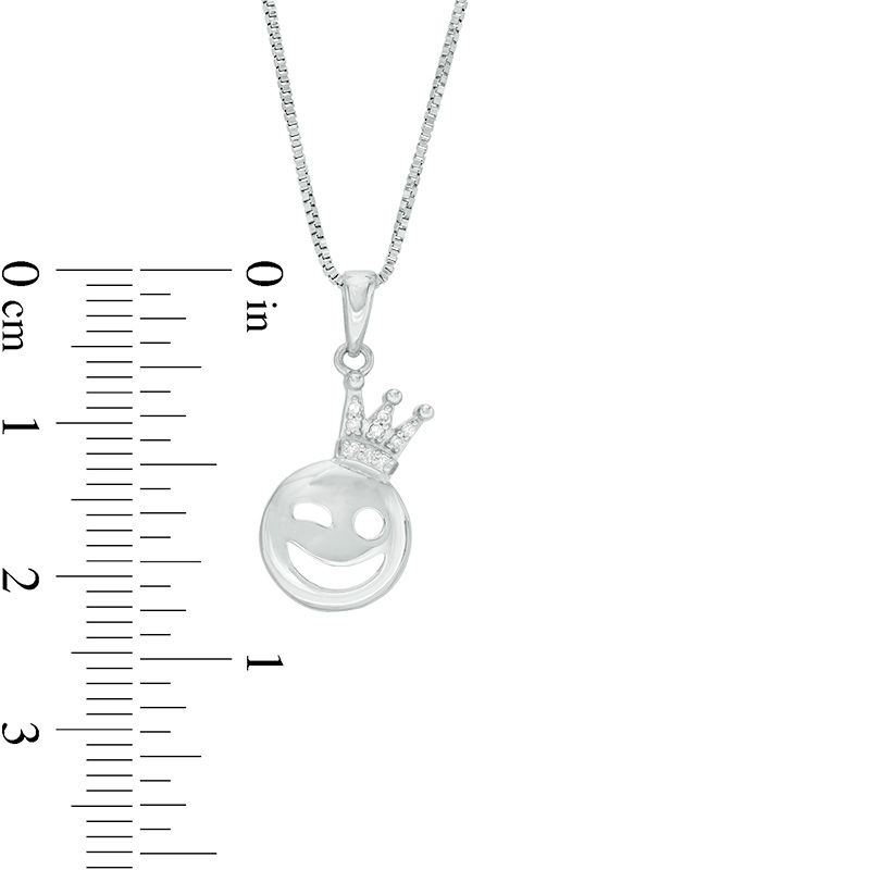 Main Image 2 of Diamond Accent Smiley Crown Pendant in Sterling Silver
