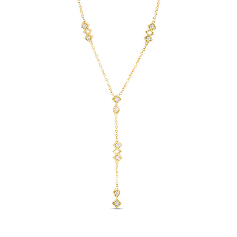 Main Image 1 of 1/5 CT. T.W. Diamond Geometric Station "Y" Necklace in 10K Gold