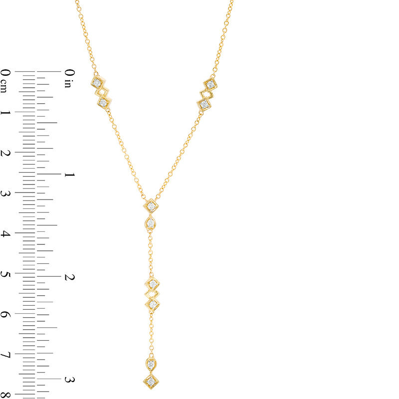 Main Image 3 of 1/5 CT. T.W. Diamond Geometric Station "Y" Necklace in 10K Gold