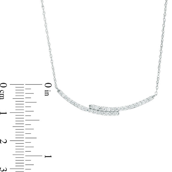 1/3 CT. T.w. Diamond Bypass Curved Bar Necklace in 10K White Gold